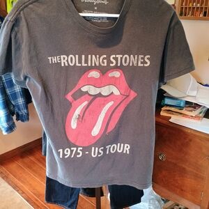 The Rolling Stones Short Sleeve Tee - Black with Pink Tongue